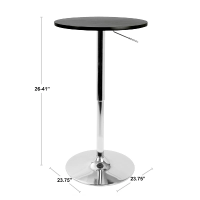 Contemporary 23.5" Adjustable Bar Height Pub Table Wood/Espresso Brown With Chrome Frame - LumiSource - Image 3