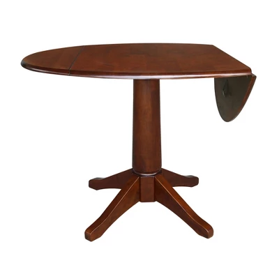 30.3" Thea Round Dual Drop Leaf Extendable Dining Table Espresso Brown - International Concepts - Image 2