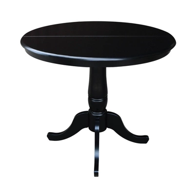 36" Round Top Pedestal Dining Table With 12" Drop Leaf - International Concepts - Image 2