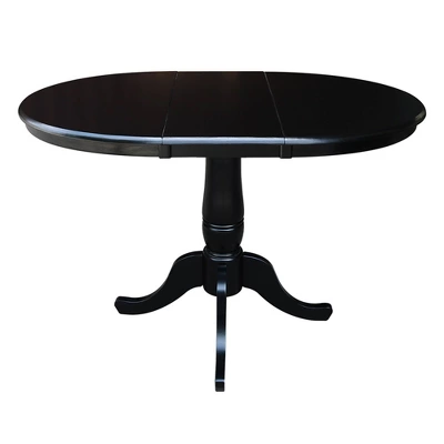 36" Round Top Pedestal Dining Table With 12" Drop Leaf - International Concepts - Image 4