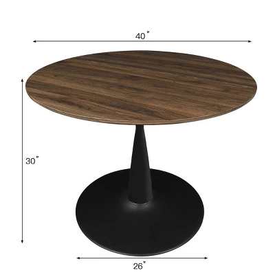 40'' Harold Foil Round Top Black Base Round Pedestal Dining Table -The Pop Maison - Image 2